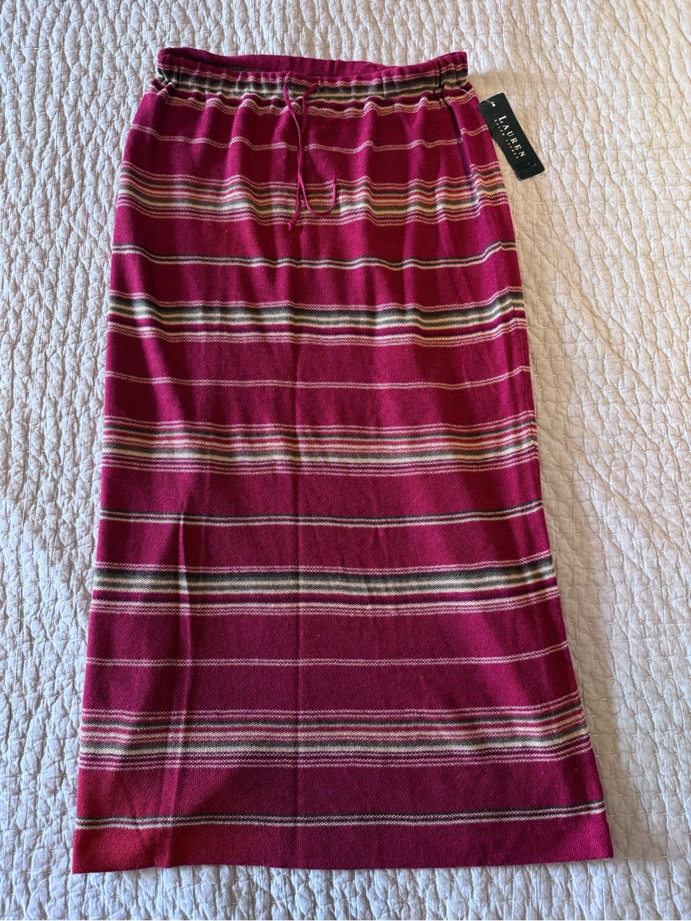 NWT Vintage Lauren Ralph Lauren Red Striped Cotton & Linen Maxi Skirt – Boho Y2K